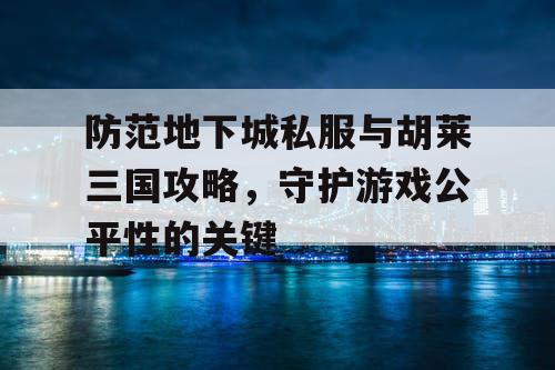 防范地下城私服与胡莱三国攻略，守护游戏公平性的关键