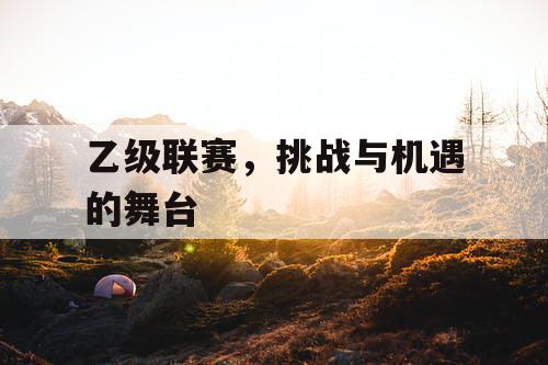 乙级联赛，挑战与机遇的舞台