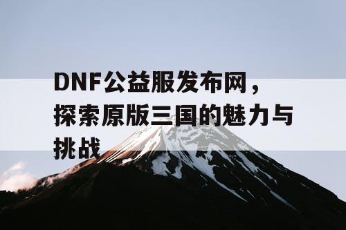DNF公益服发布网，探索原版三国的魅力与挑战