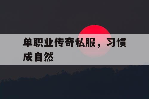 单职业传奇私服,习惯成自然 单职业传奇私服,习惯成自然