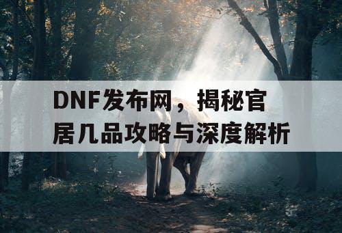 DNF发布网,揭秘官居几品攻略与深度解析 DNF发布网,揭秘官居几品攻略与深度解析