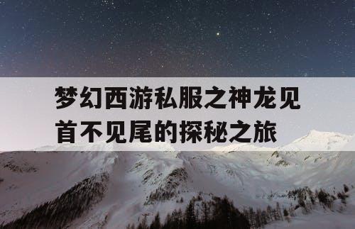 梦幻西游私服之神龙见首不见尾的探秘之旅 梦幻西游私服之神龙见首不见尾的探秘之旅
