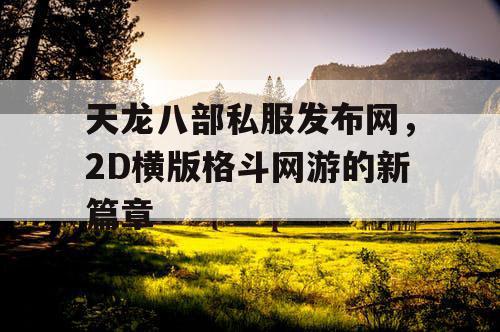 天龙八部私服发布网，2D横版格斗网游的新篇章
