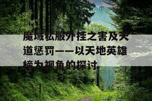 魔域私服外挂之害及天道惩罚——以天地英雄榜为视角的探讨