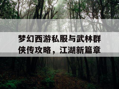 梦幻西游私服与武林群侠传攻略,江湖新篇章 梦幻西游私服与武林群侠传攻略,江湖新篇章