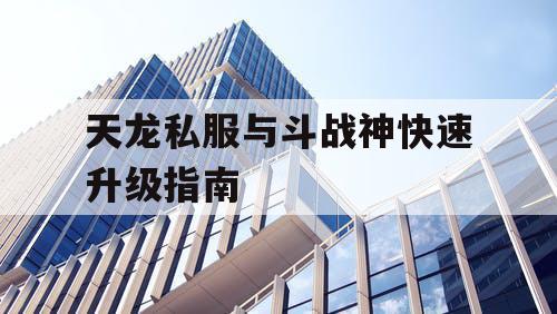 天龙私服与斗战神快速升级指南