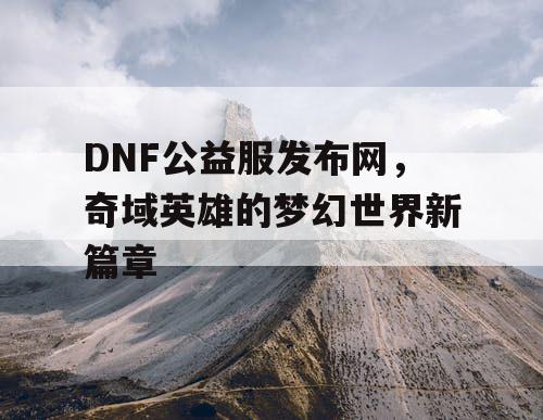 DNF公益服发布网，奇域英雄的梦幻世界新篇章