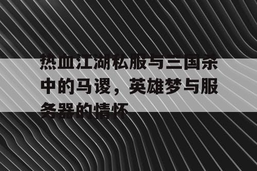 热血江湖私服与三国杀中的马谡，英雄梦与服务器的情怀