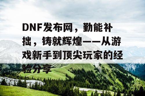 DNF发布网，勤能补拙，铸就辉煌——从游戏新手到顶尖玩家的经验分享