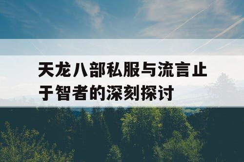 天龙八部私服与流言止于智者的深刻探讨 天龙八部私服与流言止于智者的深刻探讨
