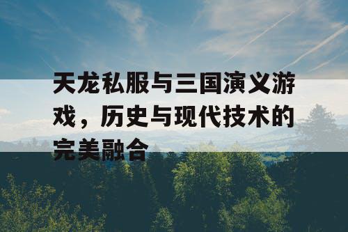 天龙私服与三国演义游戏，历史与现代技术的完美融合