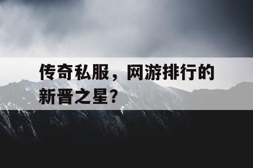 传奇私服，网游排行的新晋之星？