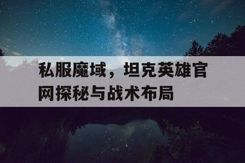 私服魔域,坦克英雄官网探秘与战术布局 私服魔域,坦克英雄官网探秘与战术布局