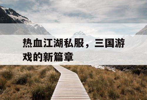 热血江湖私服，三国游戏的新篇章