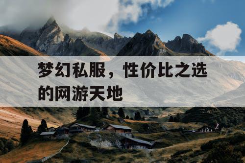 梦幻私服，性价比之选的网游天地