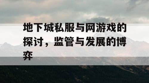地下城私服与网游戏的探讨,监管与发展的博弈 地下城私服与网游戏的探讨,监管与发展的博弈