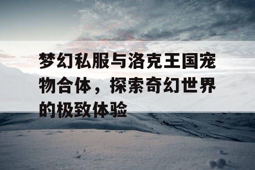 梦幻私服与洛克王国宠物合体，探索奇幻世界的极致体验