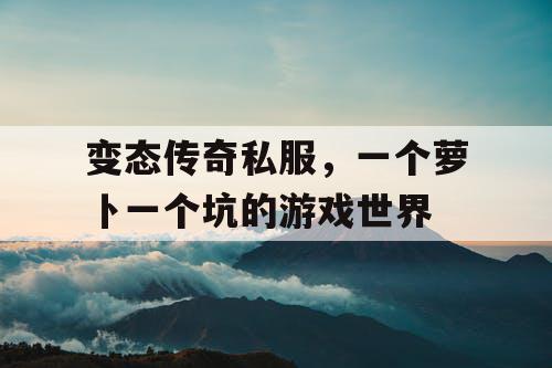 变态传奇私服，一个萝卜一个坑的游戏世界