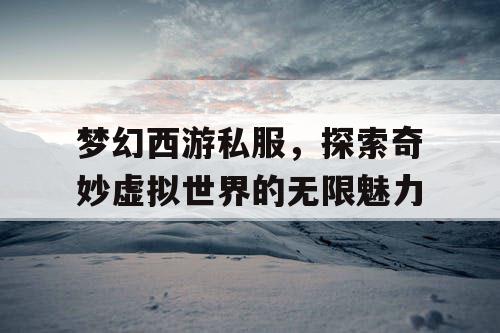 梦幻西游私服，探索奇妙虚拟世界的无限魅力