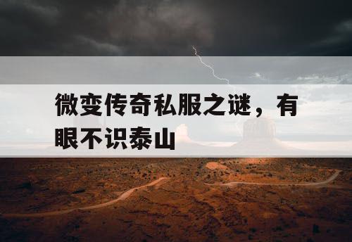 微变传奇私服之谜，有眼不识泰山