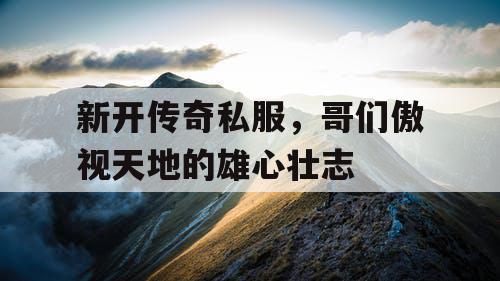 新开传奇私服，哥们傲视天地的雄心壮志