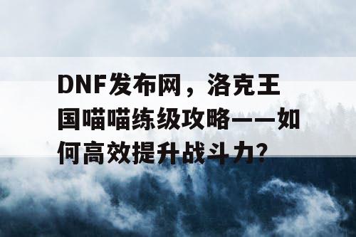 DNF发布网，洛克王国喵喵练级攻略——如何高效提升战斗力？