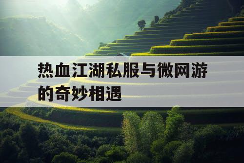 热血江湖私服与微网游的奇妙相遇