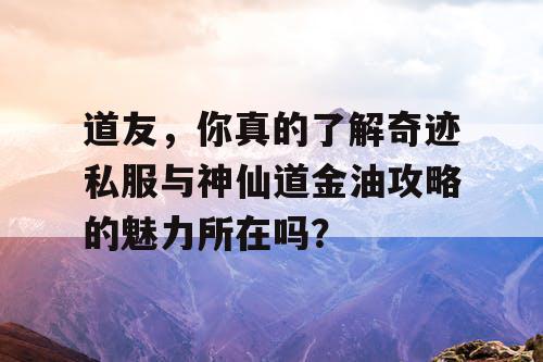 道友，你真的了解奇迹私服与神仙道金油攻略的魅力所在吗？