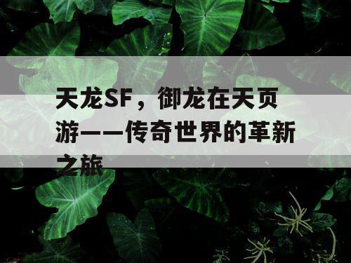 天龙SF，御龙在天页游——传奇世界的革新之旅