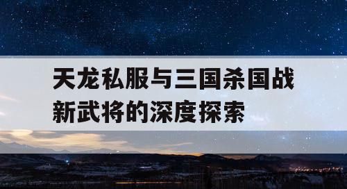 天龙私服与三国杀国战新武将的深度探索