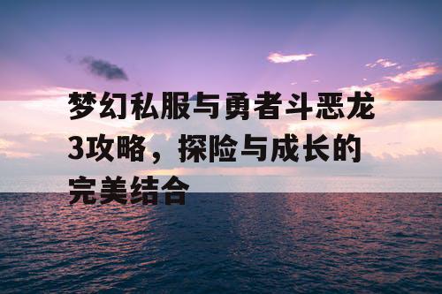 梦幻私服与勇者斗恶龙3攻略，探险与成长的完美结合