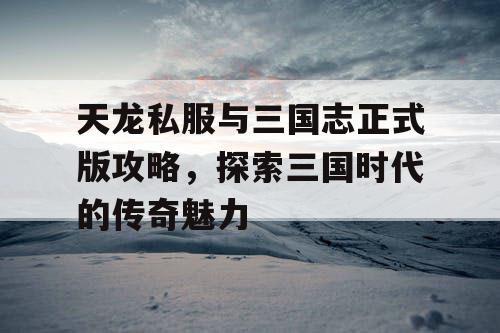 天龙私服与三国志正式版攻略，探索三国时代的传奇魅力