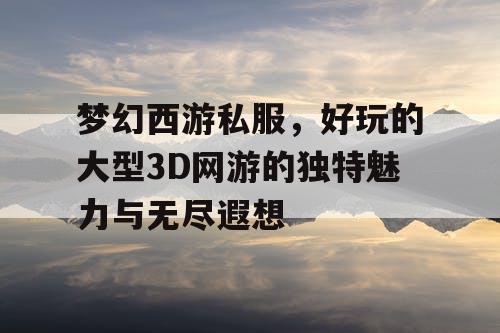 梦幻西游私服，好玩的大型3D网游的独特魅力与无尽遐想