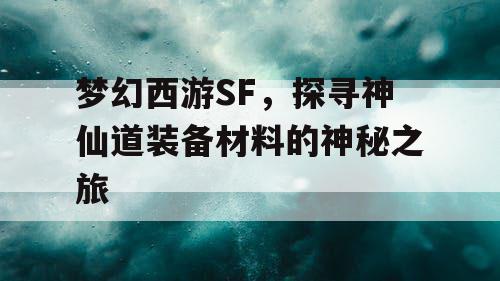梦幻西游SF，探寻神仙道装备材料的神秘之旅
