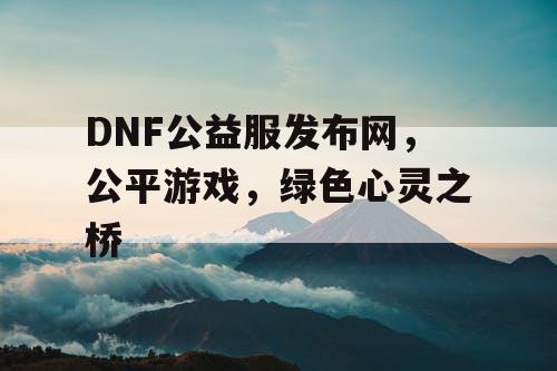 DNF公益服发布网，公平游戏，绿色心灵之桥