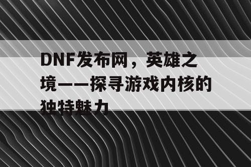 DNF发布网，英雄之境——探寻游戏内核的独特魅力
