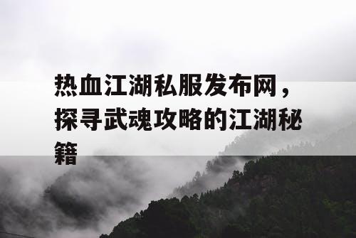 热血江湖私服发布网，探寻武魂攻略的江湖秘籍