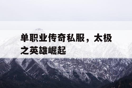 单职业传奇私服，太极之英雄崛起