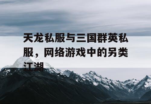 天龙私服与三国群英私服，网络游戏中的另类江湖