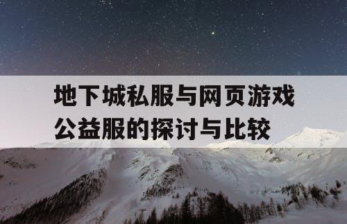 地下城私服与网页游戏公益服的探讨与比较