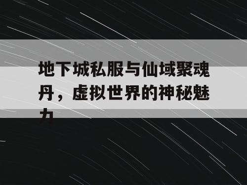 地下城私服与仙域聚魂丹，虚拟世界的神秘魅力