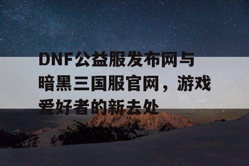 DNF公益服发布网与暗黑三国服官网，游戏爱好者的新去处