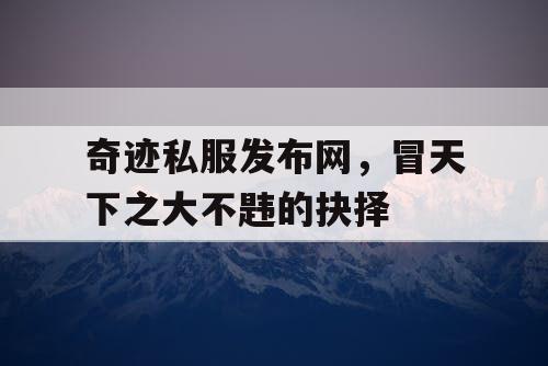 奇迹私服发布网，冒天下之大不韪的抉择