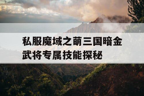 私服魔域之萌三国暗金武将专属技能探秘