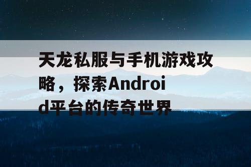 天龙私服与手机游戏攻略，探索Android平台的传奇世界