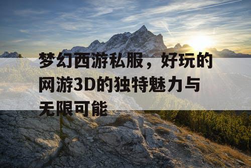 梦幻西游私服，好玩的网游3D的独特魅力与无限可能