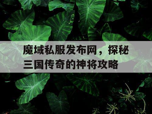 魔域私服发布网,探秘三国传奇的神将攻略 魔域私服发布网,探秘三国传奇的神将攻略
