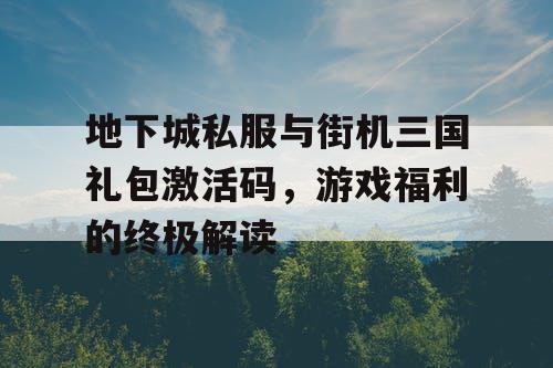 地下城私服与街机三国礼包激活码，游戏福利的终极解读