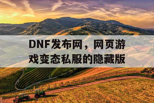 DNF发布网,网页游戏变态私服的隐藏版 DNF发布网,网页游戏变态私服的隐藏版