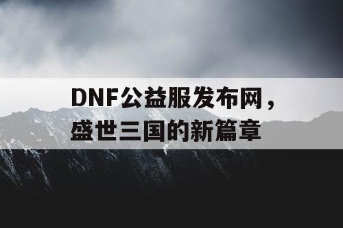 DNF公益服发布网，盛世三国的新篇章